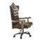 Leather Upholstered Executive Chair With Lift in Brown and Bone White Finish-Office Chairs-Brown and White-Wood and Leather-JadeMoghul Inc.