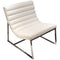 Leather Upholstered Lounge Chair with Channel Tufting Details and Steel Frame, White and Silver-Accent Chairs-White and Silver-Faux Leather and steel-JadeMoghul Inc.