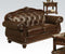 Leather Upholstered Love Seat In Traditional Style , Brown-Sofas Sectionals & Loveseat-Brown-Leather and Wood-JadeMoghul Inc.