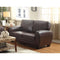 Leather Upholstered Love Seat With Tapered Feet, Dark Brown-Living Room Furniture-Brown-Leather wood-JadeMoghul Inc.