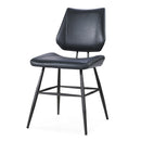 Leather Upholstered Metal Chair with Stitch Details, Black-Accent Chairs-Black-Metal and Leather-JadeMoghul Inc.