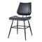 Leather Upholstered Metal Chair with Stitch Details, Black-Accent Chairs-Black-Metal and Leather-JadeMoghul Inc.