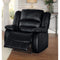 Leather Upholstered Recliner Chair With Padded Armrests, Black-Living Room Furniture-Black-Leather and Metal-JadeMoghul Inc.
