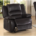 Leather Upholstered Recliner Chair With Padded Armrests, Brown-Living Room Furniture-Brown-Leather and Metal-JadeMoghul Inc.