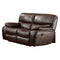Leather Upholstered Reclining Loveseat, Dark Brown-Living Room Furniture-Dark Brown-Leather metal-JadeMoghul Inc.