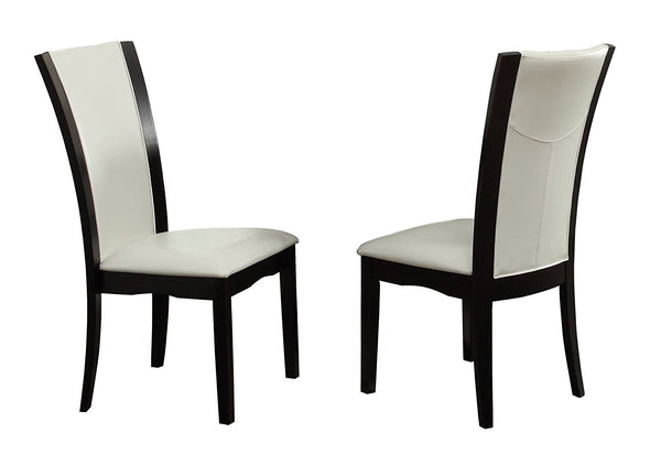 Leather Upholstered Side Chair With Long Back, White and Black, Set Of 2-Accent Chairs-White and Black-PU leather Wood-JadeMoghul Inc.
