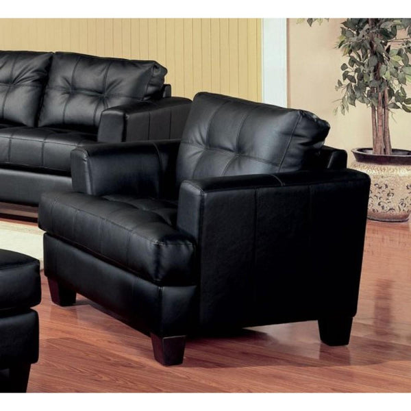 Leather Upholstered Sofa Chair, Black-Sofas-Black-SOLIDWOOD-JadeMoghul Inc.