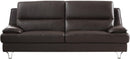 Leather Upholstered Sofa with Spilt Back, Pillow Top Armrest and Steel Feet, Dark Brown-Sofas Sectionals & Loveseats-Brown-Wood, Stainless Steel, Leather-JadeMoghul Inc.