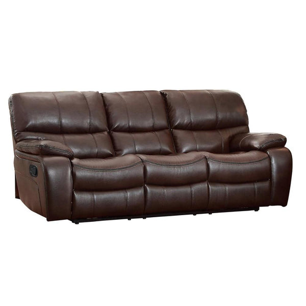Leather Upholstered Three Seater Recliner Sofa, Dark Brown-Living Room Furniture-Dark Brown-Leather metal-JadeMoghul Inc.
