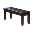Leather Upholstered Wooden Bench With Tufted Seat, Espresso Brown & Black-Dining Benches-Brown & Black-Wood & Leather-JadeMoghul Inc.