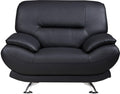 Leather Upholstered Wooden Chair with Bustle Cushion Back and Pillow Top Armrest, Black-Dining Chairs-Black-Wood, Stainless Steel, Leather-JadeMoghul Inc.
