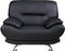 Leather Upholstered Wooden Chair with Bustle Cushion Back and Pillow Top Armrest, Black-Dining Chairs-Black-Wood, Stainless Steel, Leather-JadeMoghul Inc.