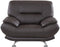 Leather Upholstered Wooden Chair with Bustle Cushion Back and Pillow Top Armrest, Dark Brown-Dining Chairs-Dark Brown-Wood, Stainless Steel, Leather-JadeMoghul Inc.