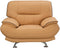 Leather Upholstered Wooden Chair with Bustle Cushion Back and Pillow Top Armrest, Yellow-Dining Chairs-Yellow-Wood, Stainless Steel, Leather-JadeMoghul Inc.