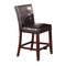 Leather Upholstered Wooden Counter Height Chair, Brown, Set Of 2-Bar Stools & Tables-Brown-Wood & Leather-JadeMoghul Inc.