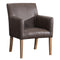 Leather Upholstered Wooden Dining Side Arm Chair, Brown-Arm Chairs-Brown-Wood and Leather-JadeMoghul Inc.