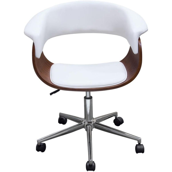 Leather Upholstered Wooden office Chair with Metal Base, Multicolor-Office Chairs-Multicolor-Wood Metal and Faux Leather-JadeMoghul Inc.