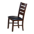 Leather Upholstered Wooden Side Chairs With Ladder Back, Brown & Black, (Set of 2)-Dining Chairs-Brown & Black-Wood & Leather-JadeMoghul Inc.