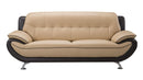 Leather Upholstered Wooden Sofa with Pillow-Top Armrests, Brown-Sofas Sectionals & Loveseats-Brown-Wood and Leather-JadeMoghul Inc.