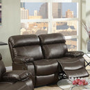 Leather Upholstery Reclining Loveseat Brown-Loveseats-Brown-Espresso bonded leather solid pine plywood-JadeMoghul Inc.