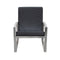 Leatherette Accent Chair with Diamond Quilted Pattern Seat and Back, Black and Silver-Accent Chairs-Black and Silver-Faux Leather and Stainless Steel-JadeMoghul Inc.