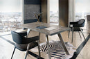 Leatherette Accent Chair with Stainless Steel Tapered Feet, Black and Silver, Pack of Two-Accent Chairs-Black and Silver-Faux Leather and Stainless Steel-JadeMoghul Inc.