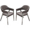 Leatherette Accent Chair with Stainless Steel Tapered Feet, Gray and Silver, Pack of Two-Accent Chairs-Gray and Silver-Faux Leather and Stainless Steel-JadeMoghul Inc.