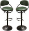 Leatherette Adjustable Bar Height Stools with Nail Head Accents, Green and Black, Pack of Two