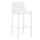 Leatherette Bar Stool With Footrest Set of 2 White And Gray-Bar Stools and Counter Stools-White and Gray-Stainless steel & Leather-JadeMoghul Inc.