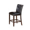 Leatherette Button Tufted Counter Height Chairs with Wooden Legs, Brown and Black, Set of Two-Bar Stools & Tables-Brown and Black-Wood and Faux Leather-JadeMoghul Inc.