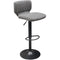 Leatherette Channel Tufted Adjustable Bar Height Stools with Metal Base, Black and Gray, Pack of Two