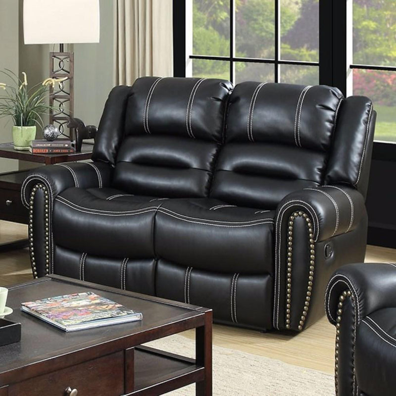 Leatherette Comfortable Loveseat, Black