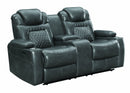 Leatherette Diamond Tufted Power Recliner Loveseat with Storage Console, Black