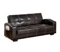 Leatherette Futon Sofa With Side Pocket, Black-Sofas-Black-Leatherette-JadeMoghul Inc.