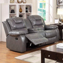 Leatherette Loveseat With Console & 2 Recliner, Gray