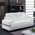 Leatherette Loveseat With Pillows, White