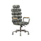 Leatherette Metal Swivel Executive Chair with Five Horizontal Panels Backrest, Gray-Office Chairs-Black-Faux Leather, Metal , Engineered Wood-JadeMoghul Inc.