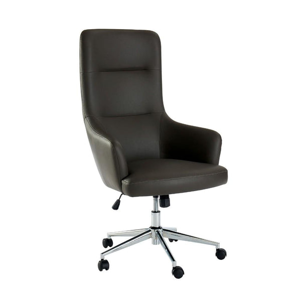 Leatherette Office Chair with Low Arm Design and Metal Legs with Casters, Gray-Accent Chairs-Gray-Leatherette and Metal-JadeMoghul Inc.