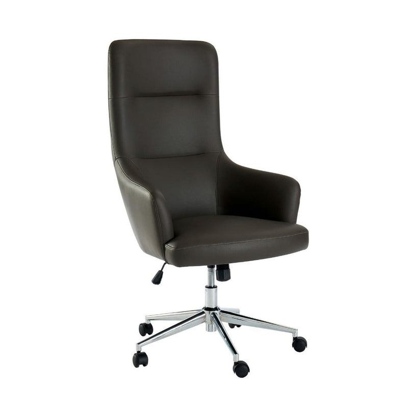 Leatherette Office Chair with Low Arm Design and Metal Legs with Casters, Gray-Accent Chairs-Gray-Leatherette and Metal-JadeMoghul Inc.