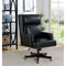 Leatherette Office Chair with Slit Back Cushions and Nail head Trim, Black-Accent Chairs-Black-Leatherette and Metal-JadeMoghul Inc.
