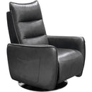 Leatherette Push Back Reclining Accent Chair with Straight Armrest and Swivel Metal Base, Gray-Accent Chairs-Gray-Faux Leather and Metal-JadeMoghul Inc.