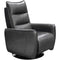 Leatherette Push Back Reclining Accent Chair with Straight Armrest and Swivel Metal Base, Gray-Accent Chairs-Gray-Faux Leather and Metal-JadeMoghul Inc.