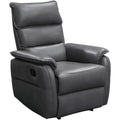 Leatherette Recliner Accent Chair with Waterfall Back and Large Padded Armrest, Gray-Accent Chairs-Gray-Faux Leather and Metal-JadeMoghul Inc.