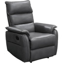 Leatherette Recliner Accent Chair with Waterfall Back and Large Padded Armrest, Gray-Accent Chairs-Gray-Faux Leather and Metal-JadeMoghul Inc.