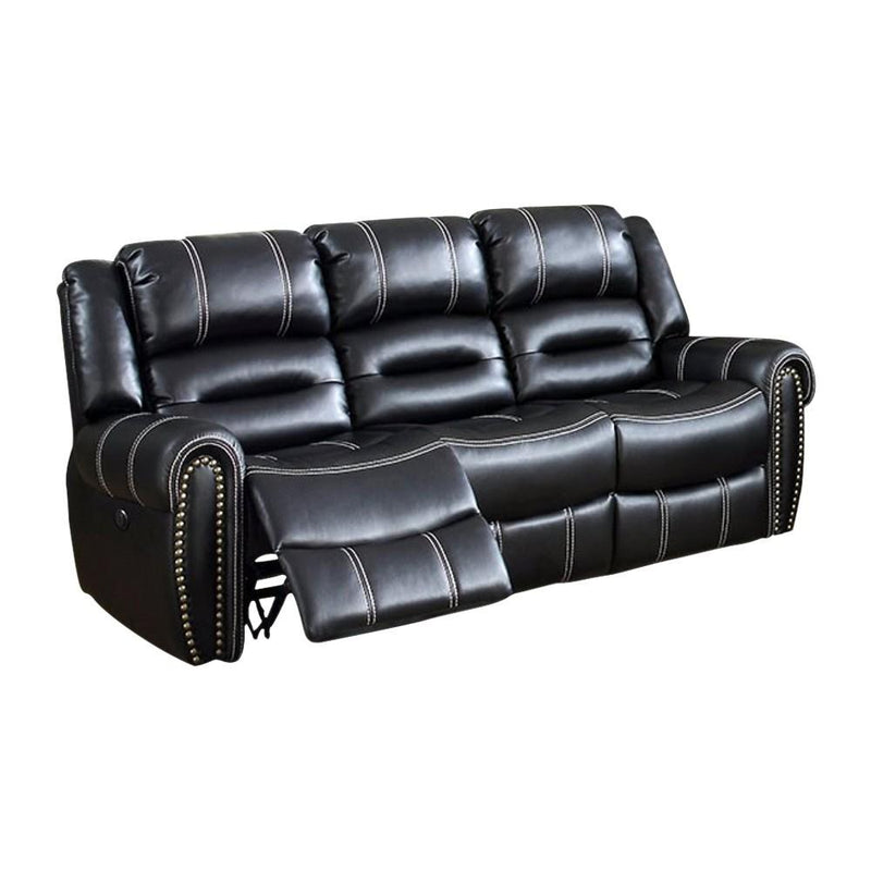 Leatherette Recliner Sofa, Black-Sofas-Black-Breathable leatherette-JadeMoghul Inc.