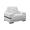 Leatherette Snug Chair With a Pillow, White-Dining Chairs-White-Leatherette-JadeMoghul Inc.