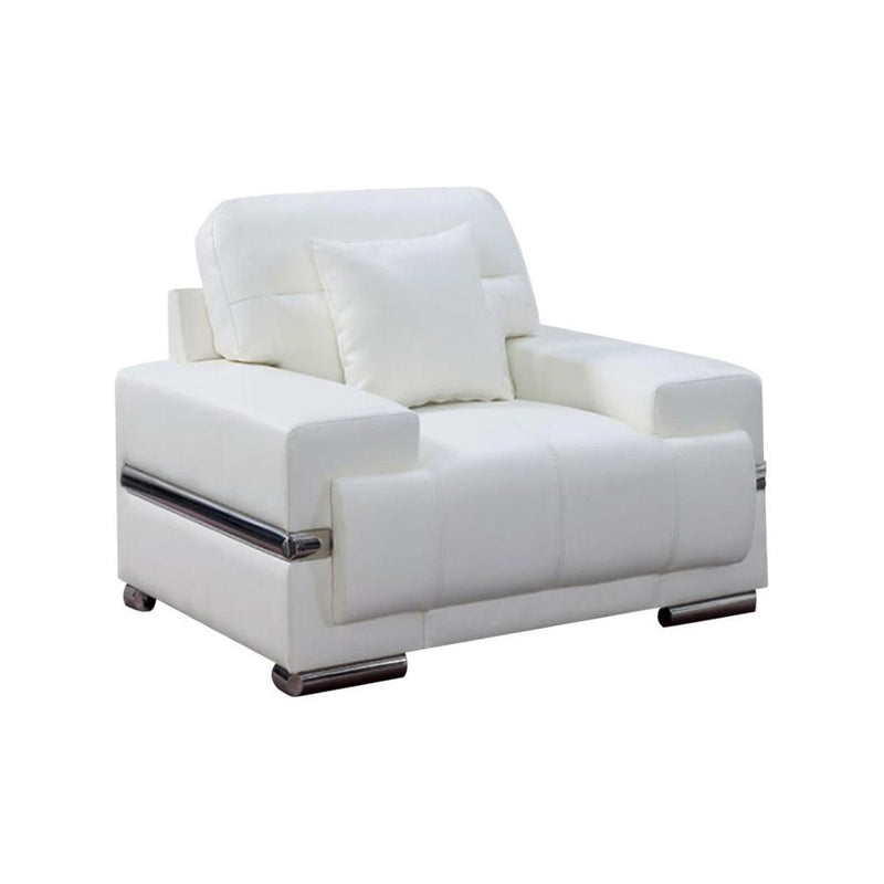 Leatherette Snug Chair With a Pillow, White-Dining Chairs-White-Leatherette-JadeMoghul Inc.