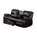 Leatherette Sofa, Rustic Dark Brown-Sofas-Dark Brown-Wood Metal Leatherette-JadeMoghul Inc.