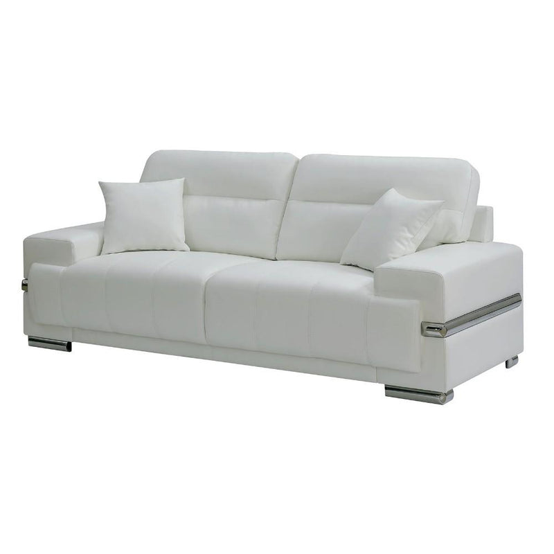 Leatherette Sofa With Pillows, White-Sofas-White-Leatherette-JadeMoghul Inc.