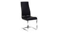 Leatherette Steel Chair with Ergonomically Designed Back, Set of Two, Black and Silver-Dining Chairs-Black and Silver-Faux Leather and Stainless Steel-JadeMoghul Inc.